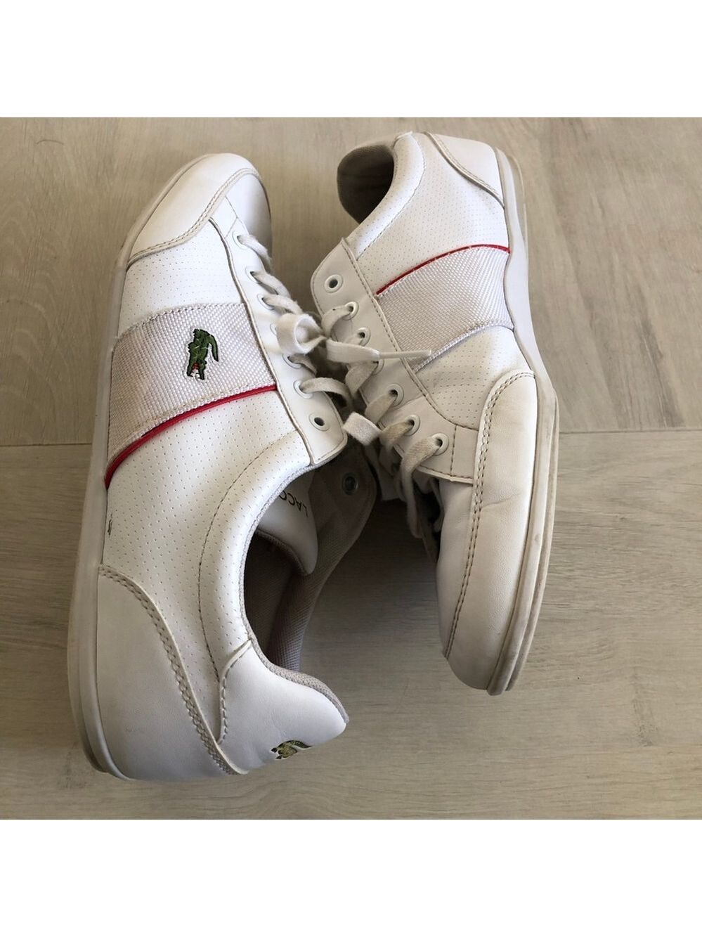 Vintage LACOSTE White Nivolor Low Top Leather Sneakers Mens 10.5